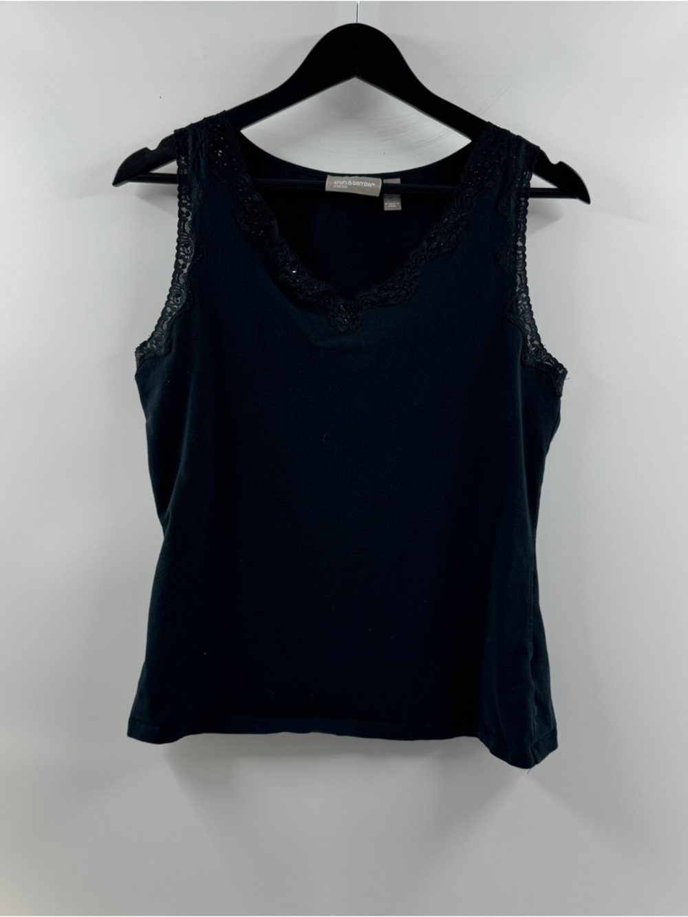 Croft & Barrow Black Lace Trim Embroidered Tank Top – Women’s Medium